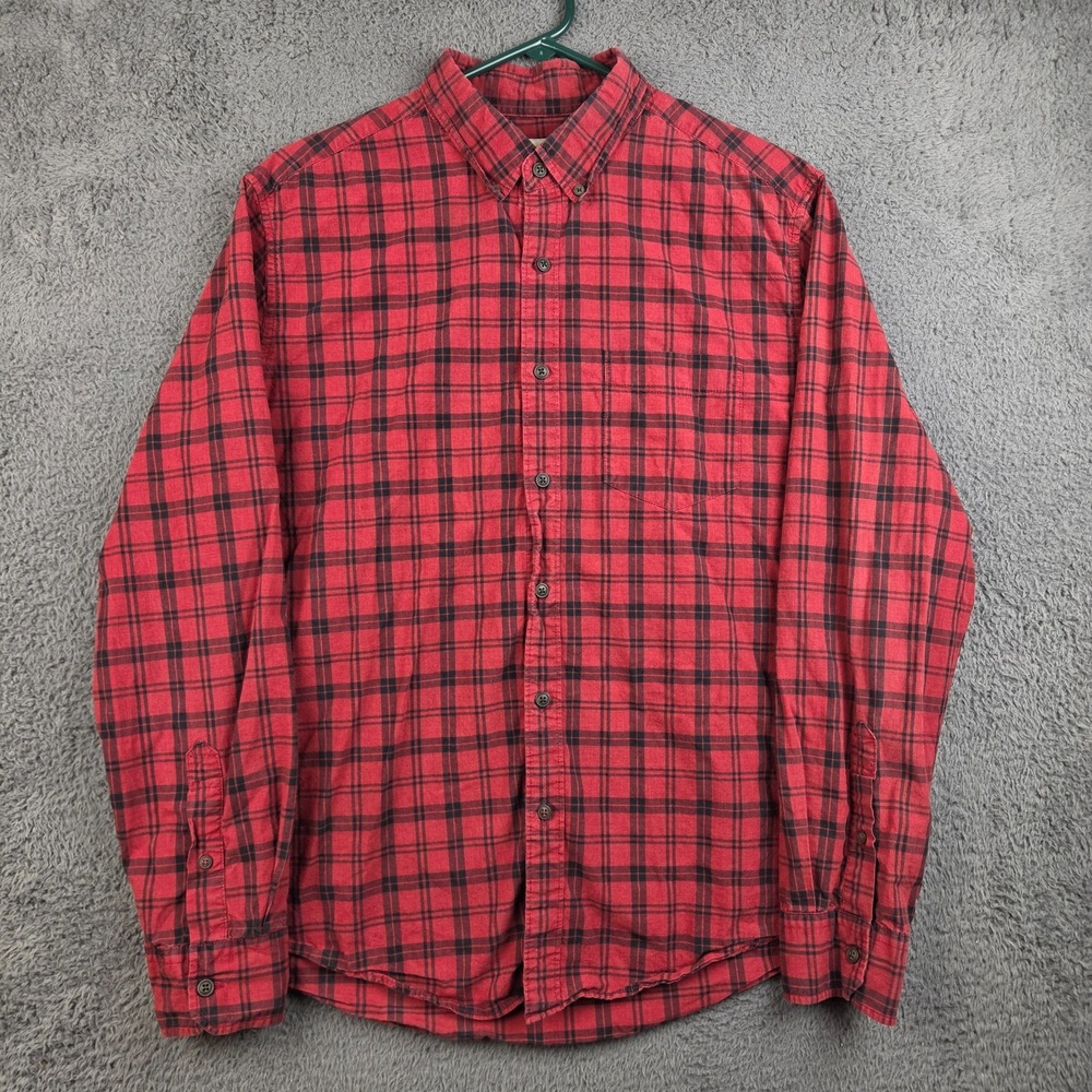 American Eagle Button Up Shirt Men's Large Seriously Soft Classic Fit Red Plaid